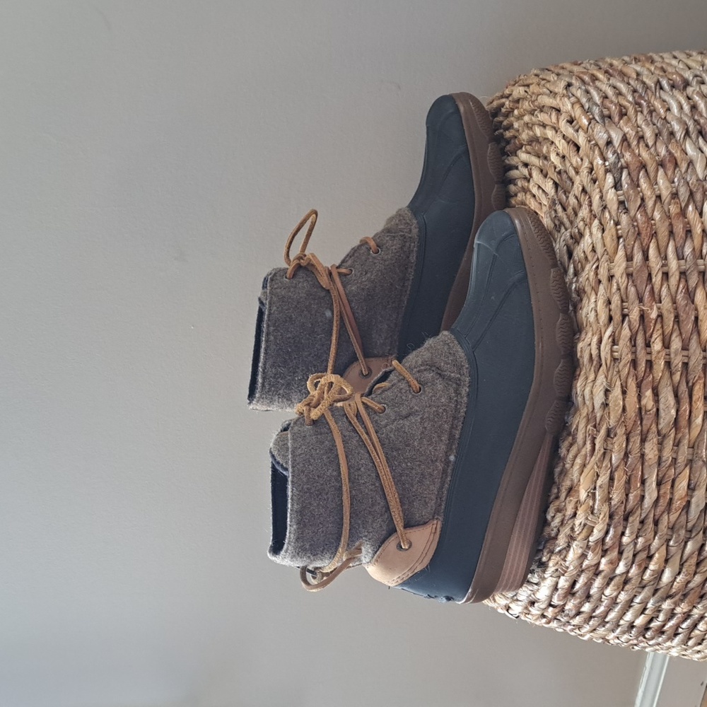 Sperry Womens Saltwater‎ Wedge Tide Wool Duck Boots Heathered Brown Size 8